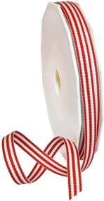 img 1 attached to 🎀 Red Grosgrain Stripes Ribbon by Morex Ribbon, 3/8-inch x 20 yards