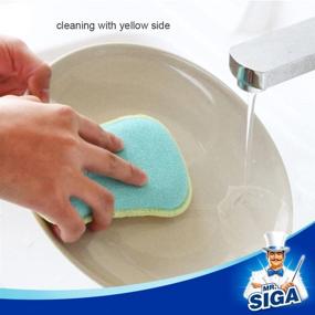 img 1 attached to 🧽 MR.SIGA Pack of 6 Dual Action Scrubbing Sponges | Size: 15x8.5x2.3cm