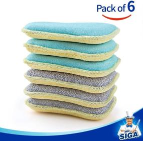img 3 attached to 🧽 MR.SIGA Pack of 6 Dual Action Scrubbing Sponges | Size: 15x8.5x2.3cm