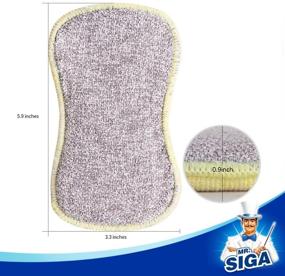 img 2 attached to 🧽 MR.SIGA Pack of 6 Dual Action Scrubbing Sponges | Size: 15x8.5x2.3cm