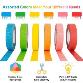 img 1 attached to 🎨 Colorful Masking Tape Set - 6 Rolls of 21.87 Yards x 0.59 Inch Crafts Labeling Paper Tape for DIY Art Supplies, Home Decor, Office or Teaching - Ideal for Marking, Organizing, and Classification