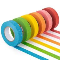 🎨 colorful masking tape set - 6 rolls of 21.87 yards x 0.59 inch crafts labeling paper tape for diy art supplies, home decor, office or teaching - ideal for marking, organizing, and classification logo
