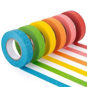 img 4 attached to 🎨 Colorful Masking Tape Set - 6 Rolls of 21.87 Yards x 0.59 Inch Crafts Labeling Paper Tape for DIY Art Supplies, Home Decor, Office or Teaching - Ideal for Marking, Organizing, and Classification