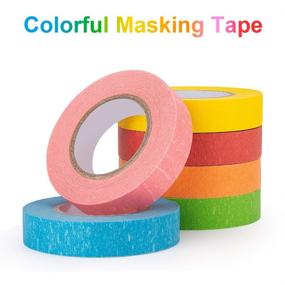 img 3 attached to 🎨 Colorful Masking Tape Set - 6 Rolls of 21.87 Yards x 0.59 Inch Crafts Labeling Paper Tape for DIY Art Supplies, Home Decor, Office or Teaching - Ideal for Marking, Organizing, and Classification