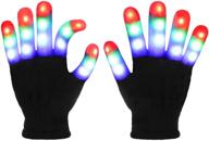 🧤 light up gloves led gloves for kids teens boys girls christmas rave party favors (ages 10-16, black) - jofan cool toys stocking stuffers логотип