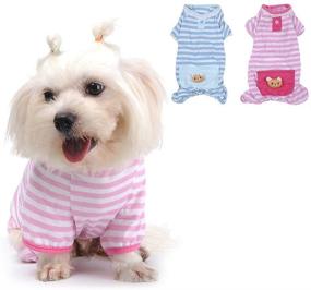 img 3 attached to 🐾 Soft Cotton Pet Dog Pajamas Shirt Jumpsuit – Cute Overall for Dogs and Cats – Comfortable Pet Apparel for Play and Sleep