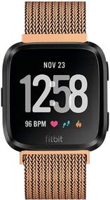 img 4 attached to 🌈 Fitlink Metal Bands for Fitbit Versa/Versa Lite Edition/Versa 2 Smart Watch - Women and Men, Multi-Color Multi-Size (Coffee, Small)
