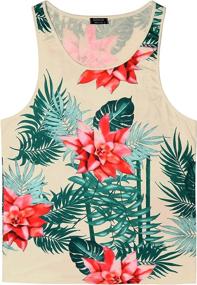 img 4 attached to 🌺 COOFANDY Men's Sleeveless Floral Tank Top: All-Over Print Tees for Casual Sports and Beach Vacations