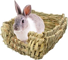 img 4 attached to 🐰 2-Pack Natural Hand-Made Grass Bed for Rabbits - Puninoto Reed Grass Mat Bunny Toy, Ideal for Hamsters, Gerbils, Chinchillas, Mice, Guinea Pigs, and Other Small Animals - Soft Beds for Peaceful Sleep