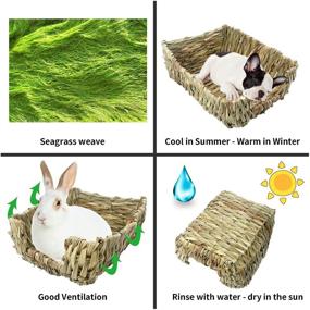 img 1 attached to 🐰 2-Pack Natural Hand-Made Grass Bed for Rabbits - Puninoto Reed Grass Mat Bunny Toy, Ideal for Hamsters, Gerbils, Chinchillas, Mice, Guinea Pigs, and Other Small Animals - Soft Beds for Peaceful Sleep