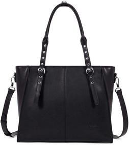 img 4 attached to 👜 BOSTANTEN Leather Women's Laptop Tote: Stylish 15.6 inch Shoulder Bag for Business Work & More