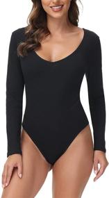 img 4 attached to Leotard Bodysuit Stretchy Bodycon Jumpsuits