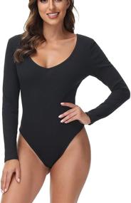 img 3 attached to Leotard Bodysuit Stretchy Bodycon Jumpsuits