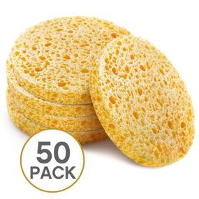 img 3 attached to 100% Natural Facial Sponges: Compressed Cellulose (50 Count Pack) - Eco-Friendly, Reusable Makeup Remover Pads, Exfoliating Face Wash Scrub & Skin Cleanser