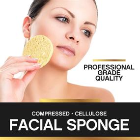 img 2 attached to 100% Natural Facial Sponges: Compressed Cellulose (50 Count Pack) - Eco-Friendly, Reusable Makeup Remover Pads, Exfoliating Face Wash Scrub & Skin Cleanser