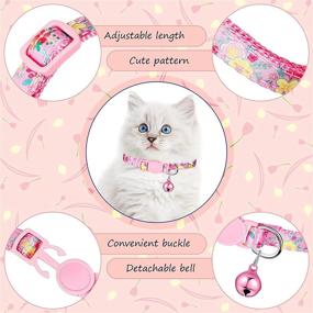 img 2 attached to 🌸 Adjustable Floral Cat Collar Set - 4-Piece Pet Collars with Flower Elements Pattern, Safety Breakaway Design and Bell for Kitten Cat - Blue, Pink, Yellow, Purple