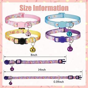 img 3 attached to 🌸 Adjustable Floral Cat Collar Set - 4-Piece Pet Collars with Flower Elements Pattern, Safety Breakaway Design and Bell for Kitten Cat - Blue, Pink, Yellow, Purple