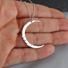 img 3 attached to 🌙 Sleek and Stylish: FashionJunkie4Life Sterling Silver Hammered Finish Textured Crescent Moon Pendant Necklace with 18" Chain