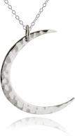 🌙 sleek and stylish: fashionjunkie4life sterling silver hammered finish textured crescent moon pendant necklace with 18" chain logo