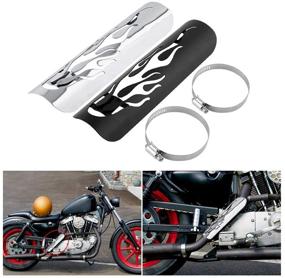 img 2 attached to 🔥 Qiilu Motorcycle Exhaust Heat Protector: Silver Flame Insulation Shield with 2 Clamps for 50mm-70mm Exhaust Pipe Diameter