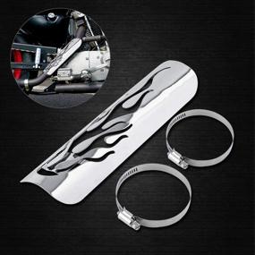 img 3 attached to 🔥 Qiilu Motorcycle Exhaust Heat Protector: Silver Flame Insulation Shield with 2 Clamps for 50mm-70mm Exhaust Pipe Diameter