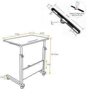 img 3 attached to 🛏️ DlandHome Medium Size Adjustable C Table, 23.6 Inches, Movable with Tablet Slot & Wheels, Portable Stand for Bed Sofa, 05#3-60B Black