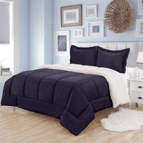 img 3 attached to Sherpa Comforter Set 2 Piece - Soft and Luxurious 🛏️ Plush All Season Warmth, Reversible to Solid Color, Twin Size, Navy