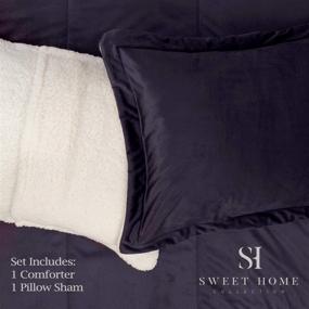 img 2 attached to Sherpa Comforter Set 2 Piece - Soft and Luxurious 🛏️ Plush All Season Warmth, Reversible to Solid Color, Twin Size, Navy