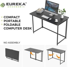 img 2 attached to ✏️ Convenient Eureka Ergonomic 43 Inch Folding Computer Desk: Easy-Setup Black Home Office PC Table for Writing and Study