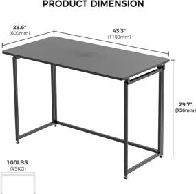 img 3 attached to ✏️ Convenient Eureka Ergonomic 43 Inch Folding Computer Desk: Easy-Setup Black Home Office PC Table for Writing and Study