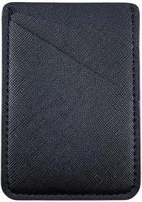 img 3 attached to Black Glitter PU Leather Card Holder for Phone with 3M Adhesive - Stick-on Credit Card Wallet Pockets for iPhone, Samsung Android, and All Smartphones