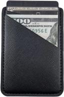 black glitter pu leather card holder for phone with 3m adhesive - stick-on credit card wallet pockets for iphone, samsung android, and all smartphones logo