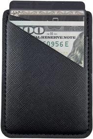 img 4 attached to Black Glitter PU Leather Card Holder for Phone with 3M Adhesive - Stick-on Credit Card Wallet Pockets for iPhone, Samsung Android, and All Smartphones