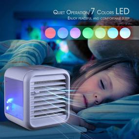 img 1 attached to 🌬️ Climate Choice Portable Evaporative Air Cooler Fan with 7 Colors Light Changing, 3 Fan Speeds, Quiet Humidifier Cooling Fan for Home Office Bedroom Desk - Mini Personal Air Cooler