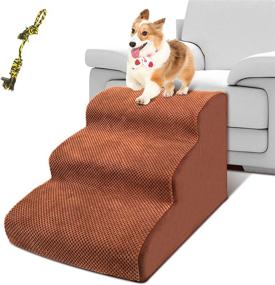 img 4 attached to 🐾 High Density Foam Pet Steps/Ramps - Non-Slip 3 Steps Dog Stairs, 15.7" High Ramp for Pets, Sofa Bed Ladder for Dogs & Cats Climbing High Bed and Couch, Holds Up to 60 lbs