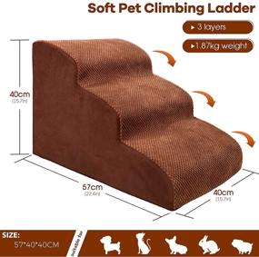 img 3 attached to 🐾 High Density Foam Pet Steps/Ramps - Non-Slip 3 Steps Dog Stairs, 15.7" High Ramp for Pets, Sofa Bed Ladder for Dogs & Cats Climbing High Bed and Couch, Holds Up to 60 lbs