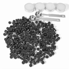 img 3 attached to 🖤 300 Black Sealing Wax Beads - Yoption Octagon Seal Beads Kit with Melting Spoon, Candles - Ideal for Seal Stamp (Black)