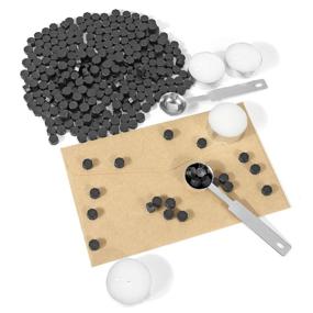 img 1 attached to 🖤 300 Black Sealing Wax Beads - Yoption Octagon Seal Beads Kit with Melting Spoon, Candles - Ideal for Seal Stamp (Black)