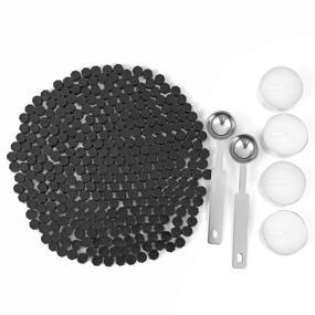 img 4 attached to 🖤 300 Black Sealing Wax Beads - Yoption Octagon Seal Beads Kit with Melting Spoon, Candles - Ideal for Seal Stamp (Black)