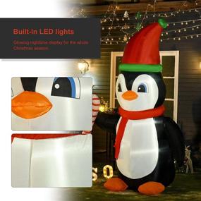 img 1 attached to 🐧 HOMCOM 8ft Christmas Inflatable Penguin with Candy Cane - Outdoor LED Yard Decoration, Blow-Up Display