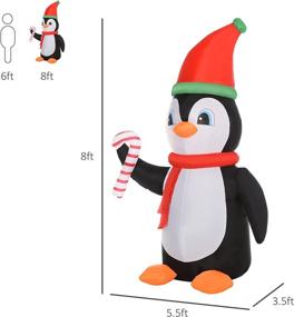 img 2 attached to 🐧 HOMCOM 8ft Christmas Inflatable Penguin with Candy Cane - Outdoor LED Yard Decoration, Blow-Up Display