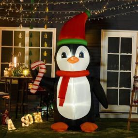 img 3 attached to 🐧 HOMCOM 8ft Christmas Inflatable Penguin with Candy Cane - Outdoor LED Yard Decoration, Blow-Up Display