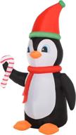 🐧 homcom 8ft christmas inflatable penguin with candy cane - outdoor led yard decoration, blow-up display logo