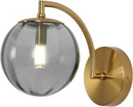 🌟 stylish mid century modern wall sconce with glass shade and g9 brass finish - enhance your home decor with grey wall light логотип