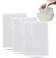 🥛 set of 3 reusable 74 micron nut milk, coffee, and juice filter bags - nylon mesh, 8" x 12 logo