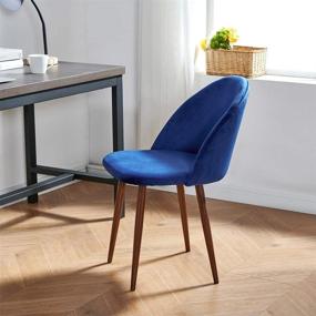 img 1 attached to 🪑 IDS Online Blue Velvet Upholstered Dining Chairs Set of 2 - Mid Century Style, Metal Legs - Perfect for Living Room, Vanity, Makeup, Leisure, and Accent Seating