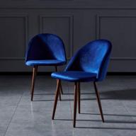🪑 ids online blue velvet upholstered dining chairs set of 2 - mid century style, metal legs - perfect for living room, vanity, makeup, leisure, and accent seating logo