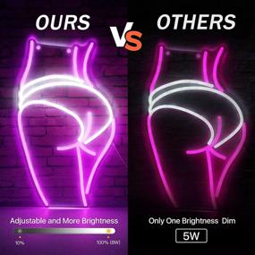 img 2 attached to 👯 SOLIDEE Creative Adjustable Brightness Wall Neon Light Decor for Bedroom - Thighs Girl Neon Signs USB Plug Pink and White LED Signs for Party Bar Beer Home Living Room