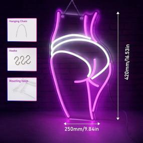 img 1 attached to 👯 SOLIDEE Creative Adjustable Brightness Wall Neon Light Decor for Bedroom - Thighs Girl Neon Signs USB Plug Pink and White LED Signs for Party Bar Beer Home Living Room