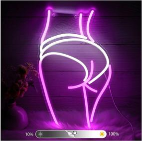 img 4 attached to 👯 SOLIDEE Creative Adjustable Brightness Wall Neon Light Decor for Bedroom - Thighs Girl Neon Signs USB Plug Pink and White LED Signs for Party Bar Beer Home Living Room